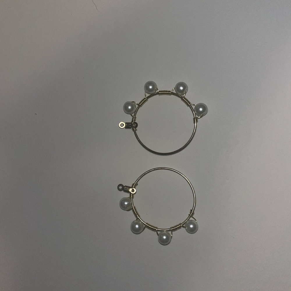 Hand made gold and pearl circular earrings (hooks added later)